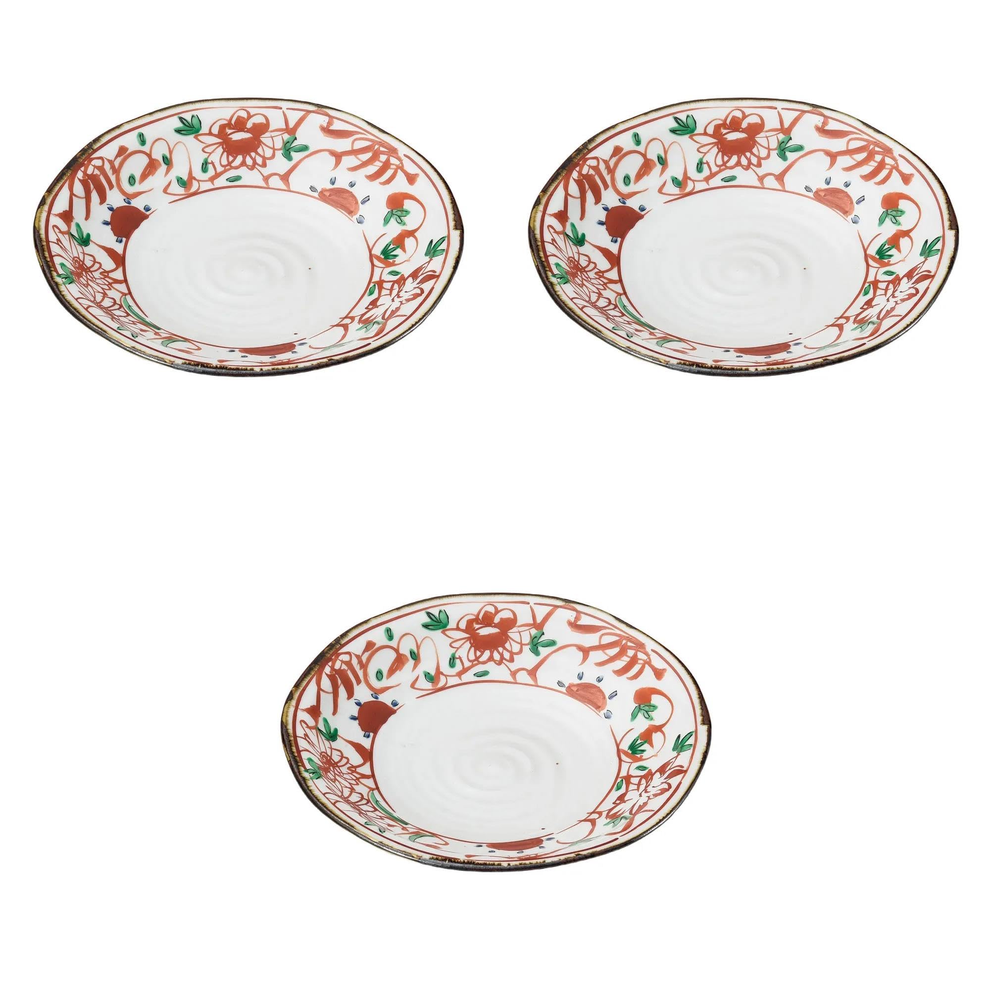3個セット 赤絵花8.0皿 [ 25×4.7 ] 丸皿（中）強化磁器 セトモノホンポ(Setomonohonpo)