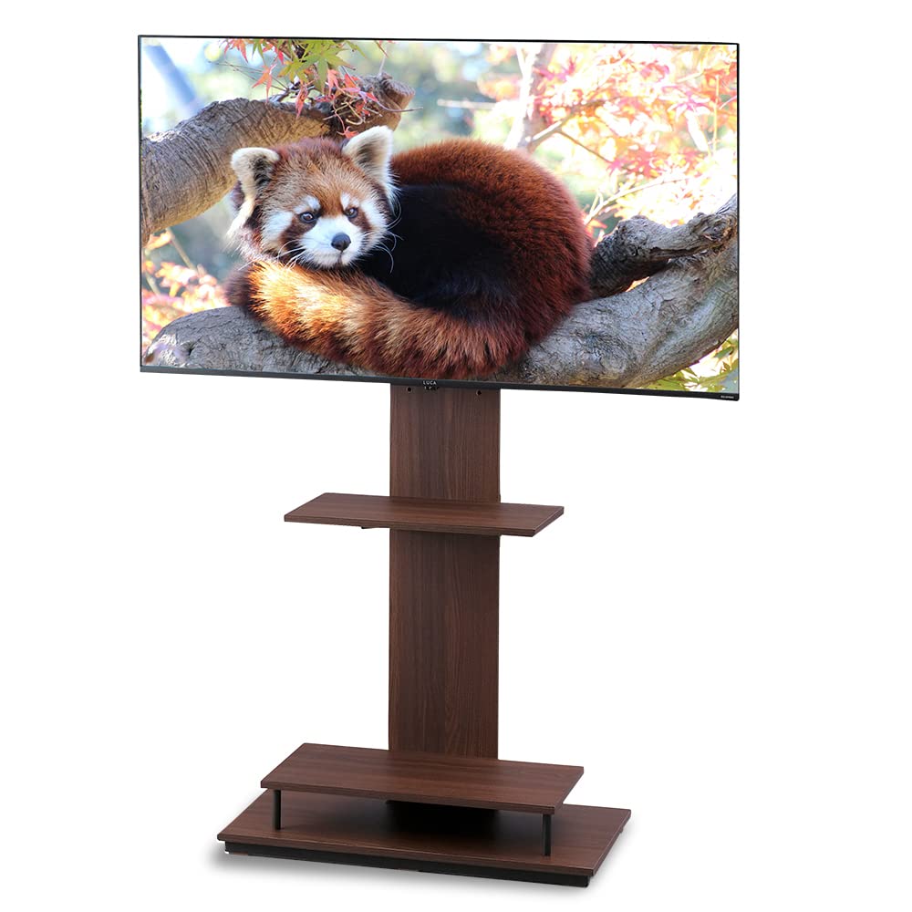 【43-65型推奨】 アイリスオーヤマ テレビスタンド 液晶TVスタンド 耐震設計(震度7) 棚板2枚 39段階調節 ブラウン 幅75×奥行39.1×高さ139.5 UTS-W75 新品