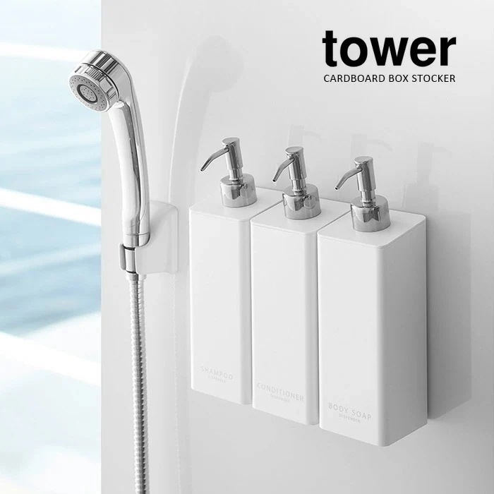 tower マグネットツーウェイディスペンサー 3本セット シャンプー / コンディショナー / ボディソープ　LIFE LUCKオリジナル 5,552円