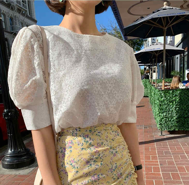 レディースブラウス総レースラウン