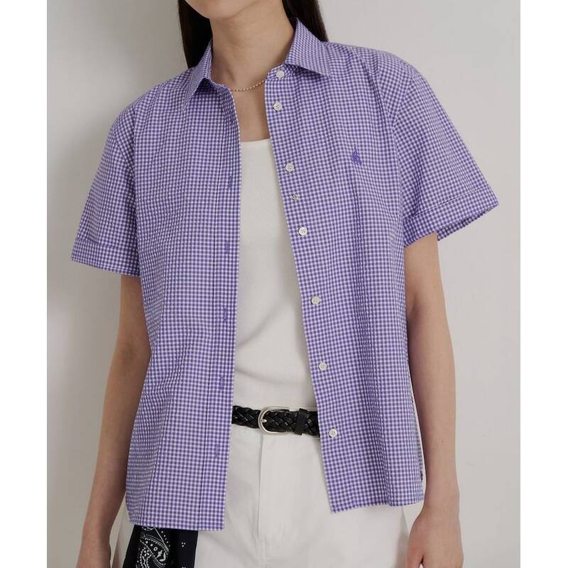BEANPOLE LADIES サーカ・ギンガムチェック半袖シャツ ラベンダー (BF6465C73T) BF6465C73T 423078