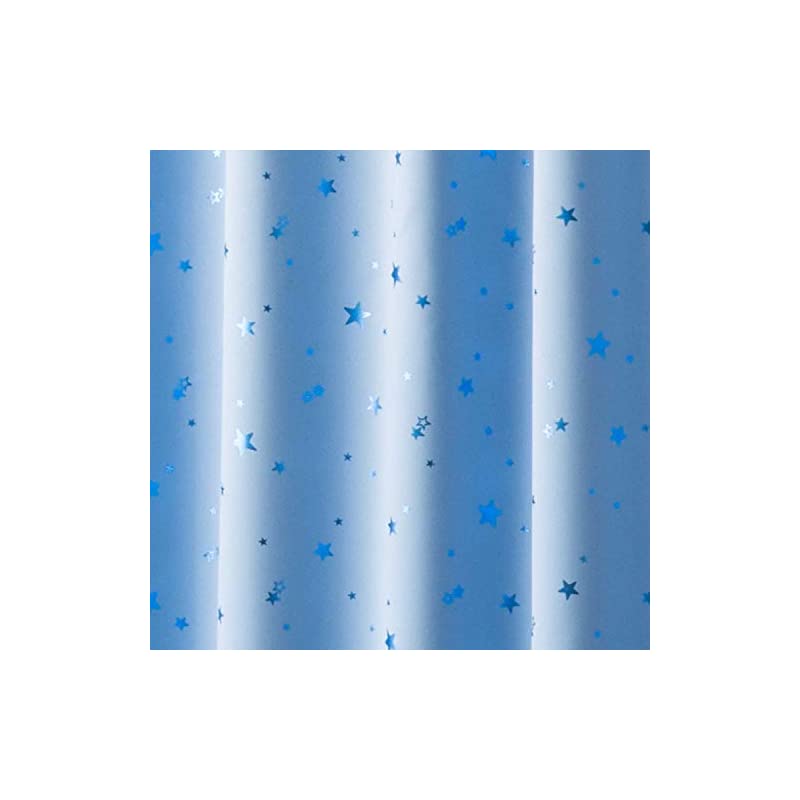 【一部予約！】 プラネット 星柄 箔プリント 断熱 1級遮光 :カーテン 即納 ライトブルー 8サイズ 2枚入 幅100cm丈200cm カーテン