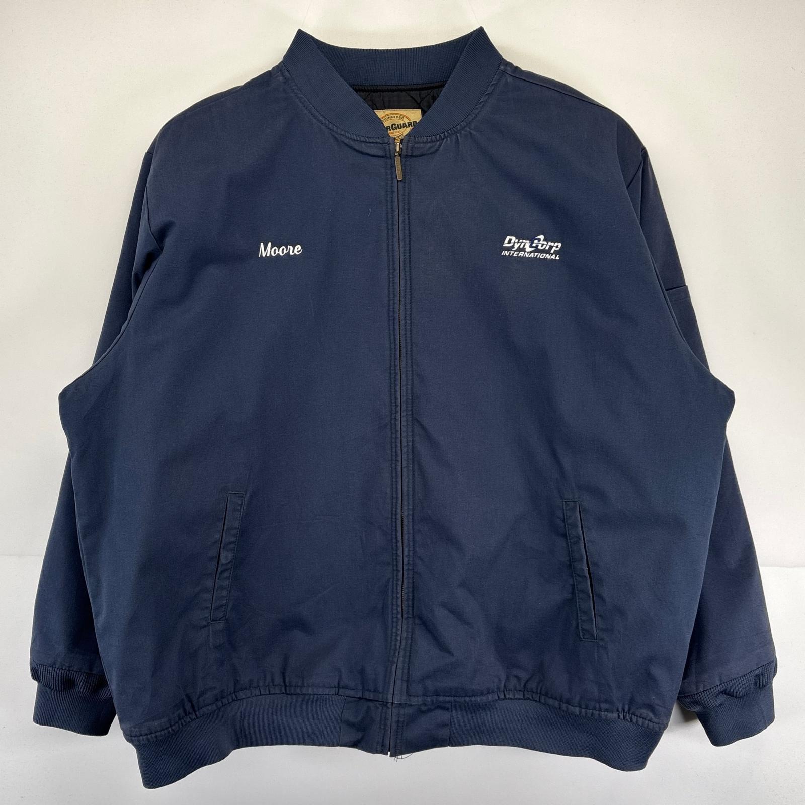 古着 ウェアガード WEAR GUARD ワークジャケット 大きいサイズ フルジップ 中綿 企業刺繍デザイン 3XL ネイビー メンズ