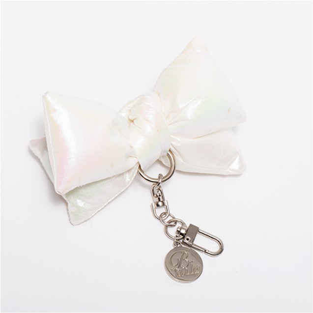 [ Bloomingtale ] ダウン リボン キーリング (ホワイト)