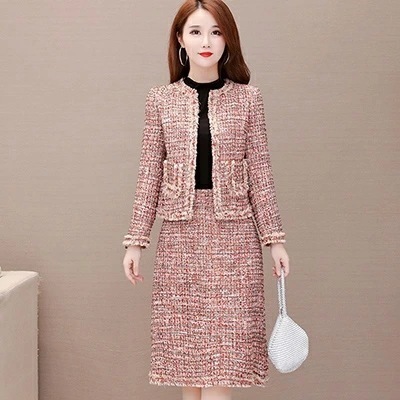 入学式 ツイード ママスーツ レディース 大きいサイズ おしゃれ 卒業式 母 卒園式 入園式 ノーカラー ジャケット セットアップ スーツ 七五三 お宮参り 母親 ママ フォーマル 長袖 ピンク 春