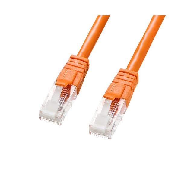 (5個セット) サンワサプライ つめ折れ防止カテゴリ6 LANケーブル 5m オレンジ KB-T6TS-05DNX5