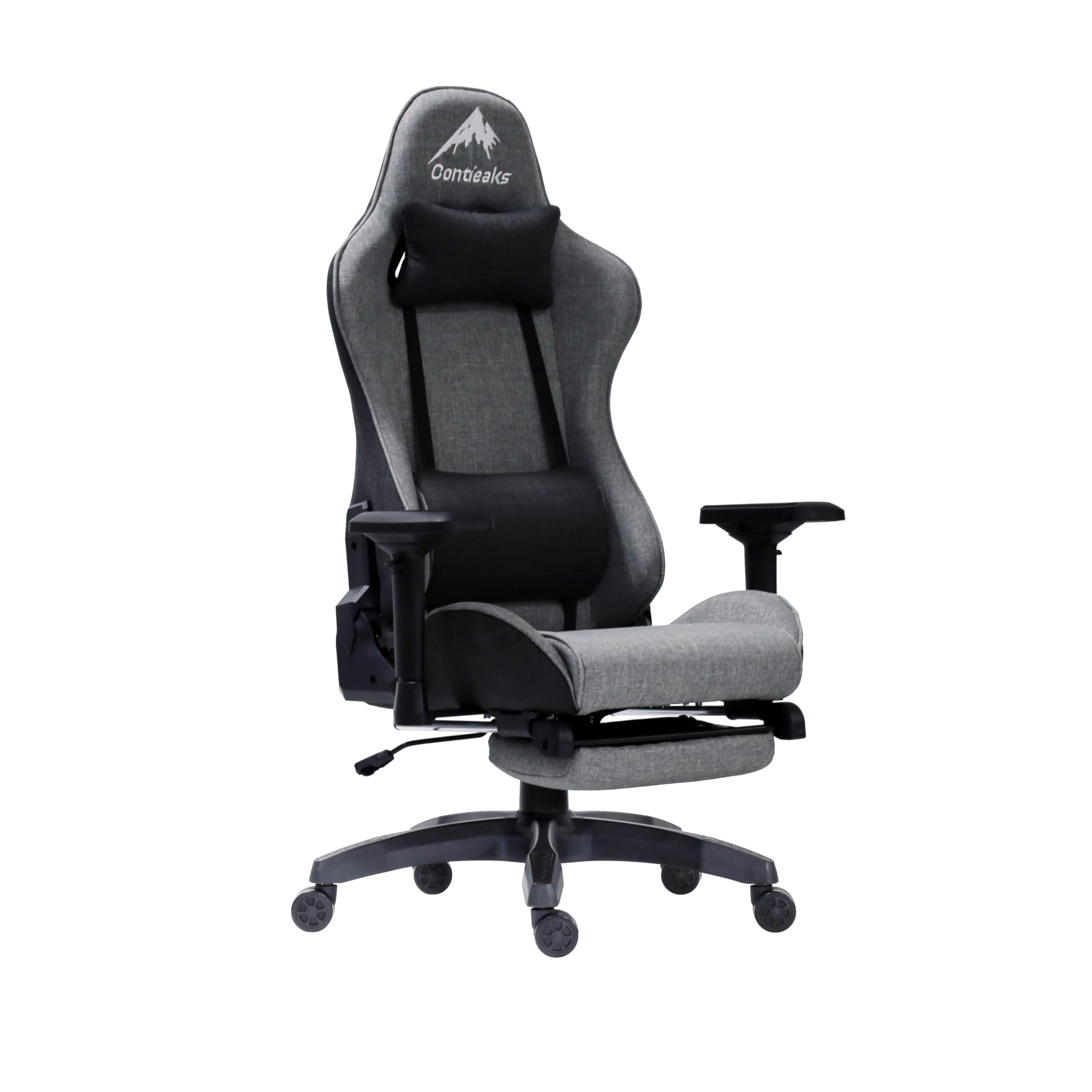 コンティークス) ゲーミングチェア シャスティーナV3 オットマン付き グレー ファブリック426043 幅72×奥行72×高さ122.5~130.5×座面高42~50cm 72134