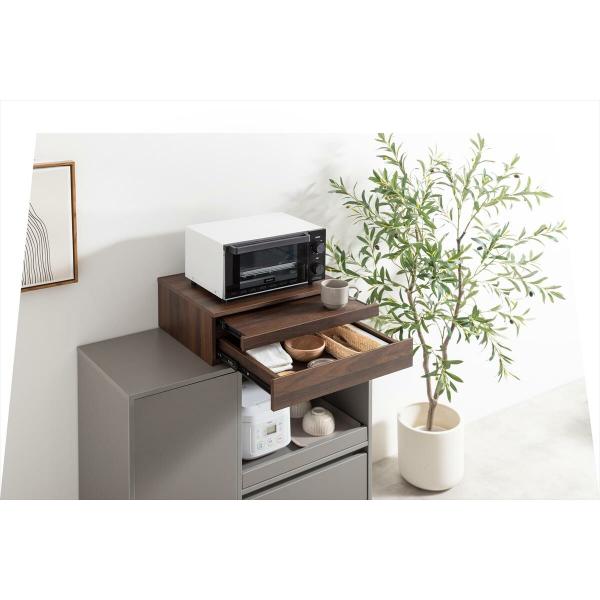 ラック 棚 レンジ台 キッチン収納 おしゃれ 北欧モダン 木製 木目 引き出し スライドトレー