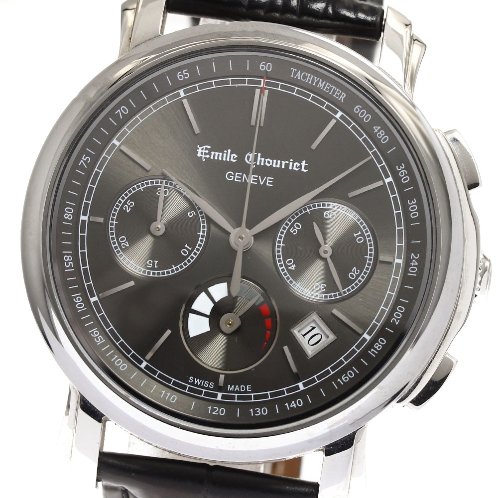 エミール シュリエ Emile Chouriet 16.1168.G42.6.8.68.2 LAC LEMAN クロノグラフ デイト 自動巻き メンズ 箱・保証書付き_903594【中古】