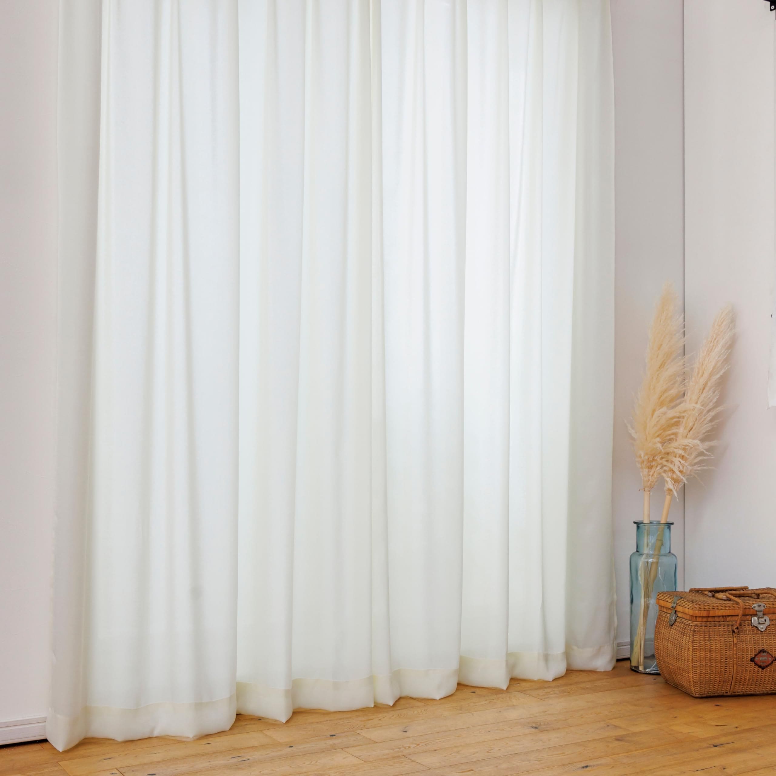 全192サイズ展開カーテン研究所遮像ふんわりプレーンレース シャンパン 幅150cmx丈221cm 2枚組 夜でも外から 見えにくい UVカット 保温効果 洗える 洗濯機対応 シルクタッチ