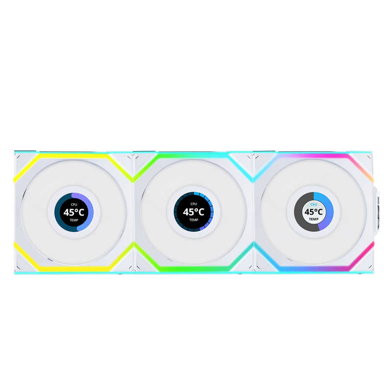 LIANLI　UNI FAN SL LCD Wireless 120 WT Triple Pack ホワイト　UF-SL120-LCD-WLS-3W