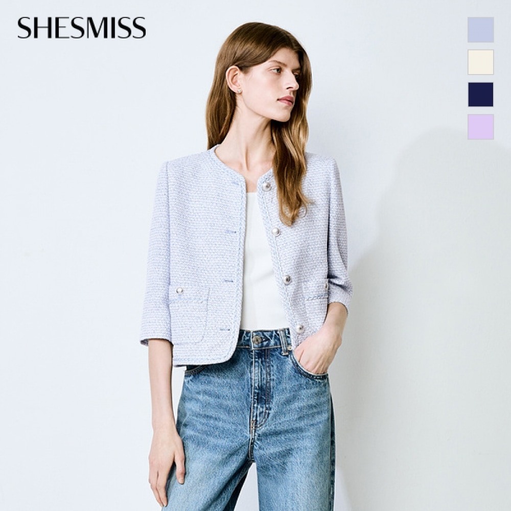 (Shes Miss) グリッターツイード編み込みジャケット_SWWJKO21050