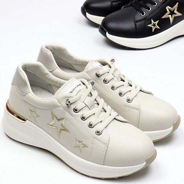 シューズ 厚底 スター 女性 レディース スリッポン スニーカー 5.5cm smL678_P420258807