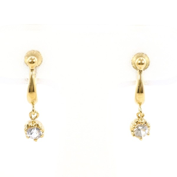 K18 18金 YG イエローゴールド イヤリング ホワイトサファイア ジュエリー 中古