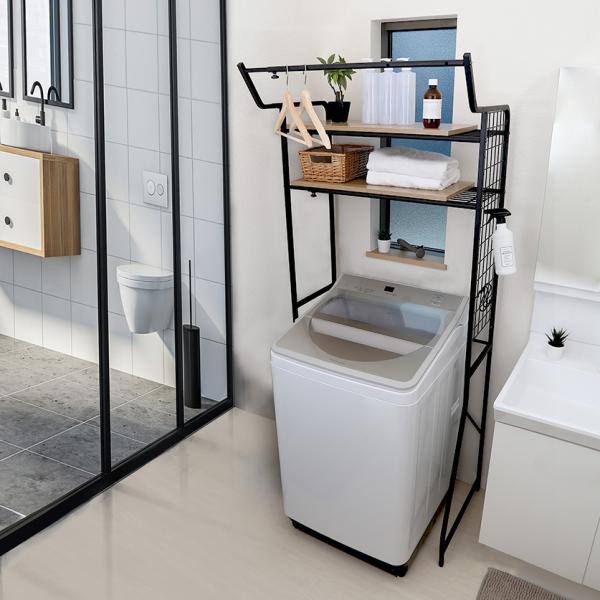 ランドリーラック ハンガーラック 棚 収納ラック 洗濯機上ラック スペース 有効活用 おしゃれ 伸縮 ランドリー収納 ビンテージ風 レトロ 北欧 西海岸 アメリカン