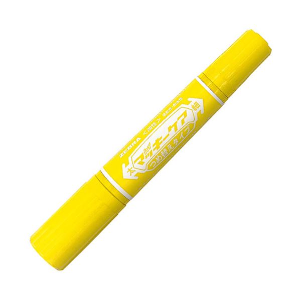 (まとめ) ゼブラ 油性マーカー ハイマッキーケア つめ替えタイプ 太字+細字 黄 YYT5-Y 1本 (×100セット)