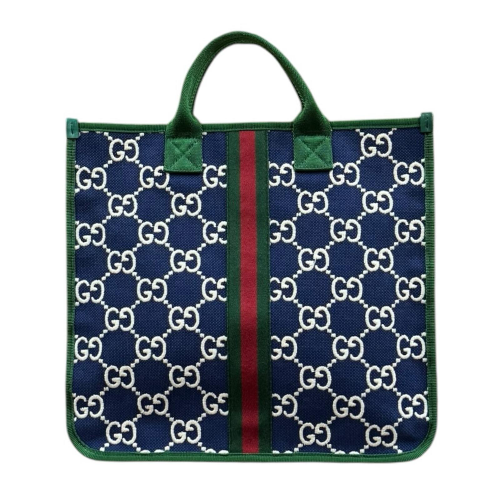 グッチ チルドレンズ シェリーライン ハンドバッグ GGスプリームキャンバス 605831 ネイビー GUCCI 中古 美品