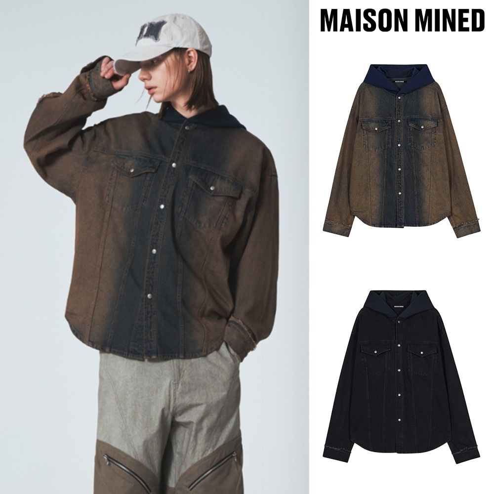 【MAISON MINED】 RAVEN DENIM HOOD SHIRTS