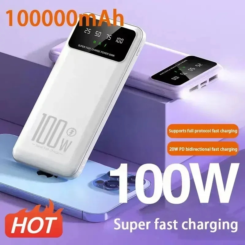 超急速充電パワーバンク,ポータブル充電器,バッテリーパック,iPhone, Huawei, Samsung用の新しいパワーバンク,100000mah,100w - 509