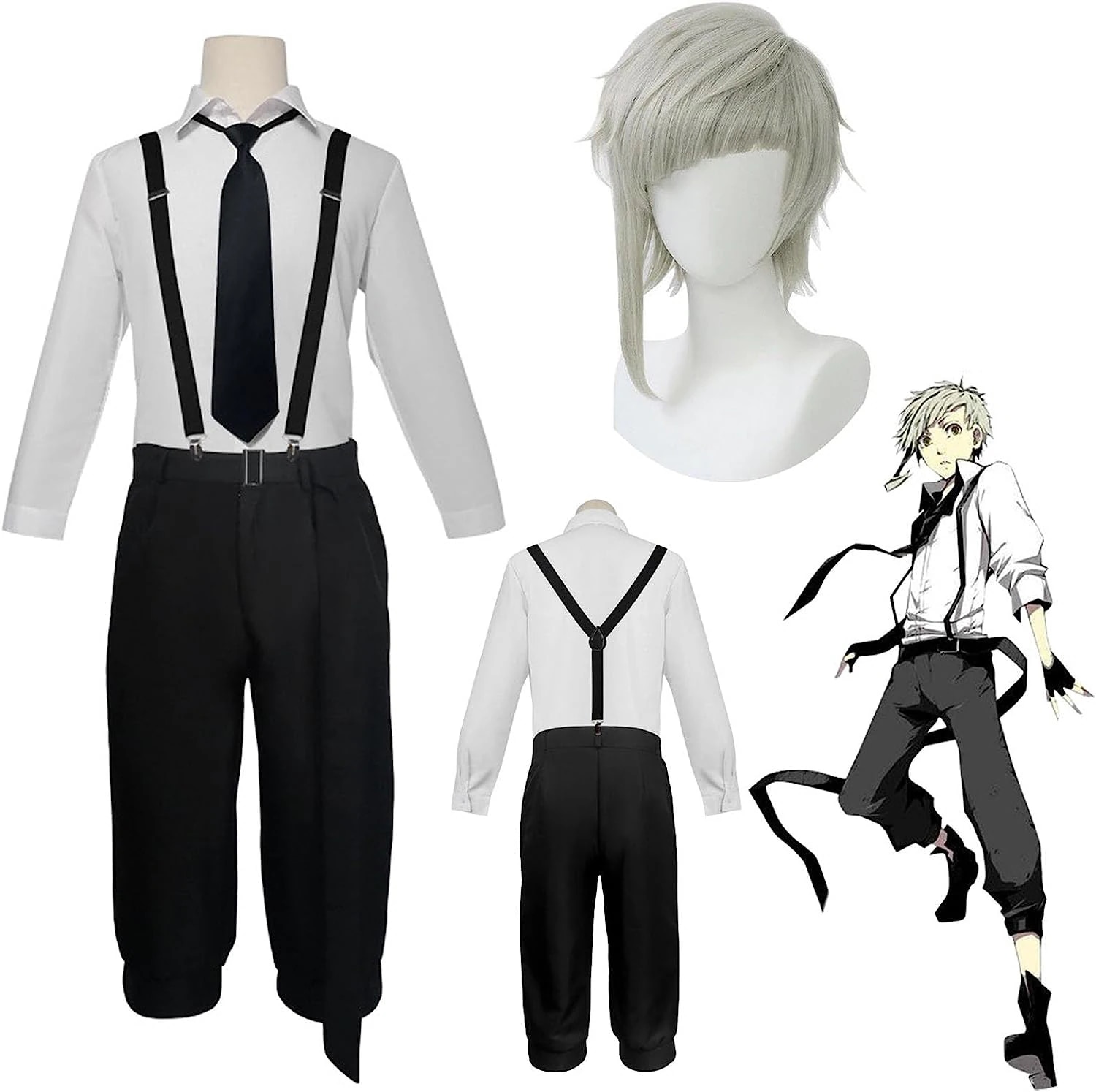 コスプレ衣文豪ストレイドッグス中島敦コスプレ衣ウィッグ付きイベントパーティー変演出服クリスマスパーティー