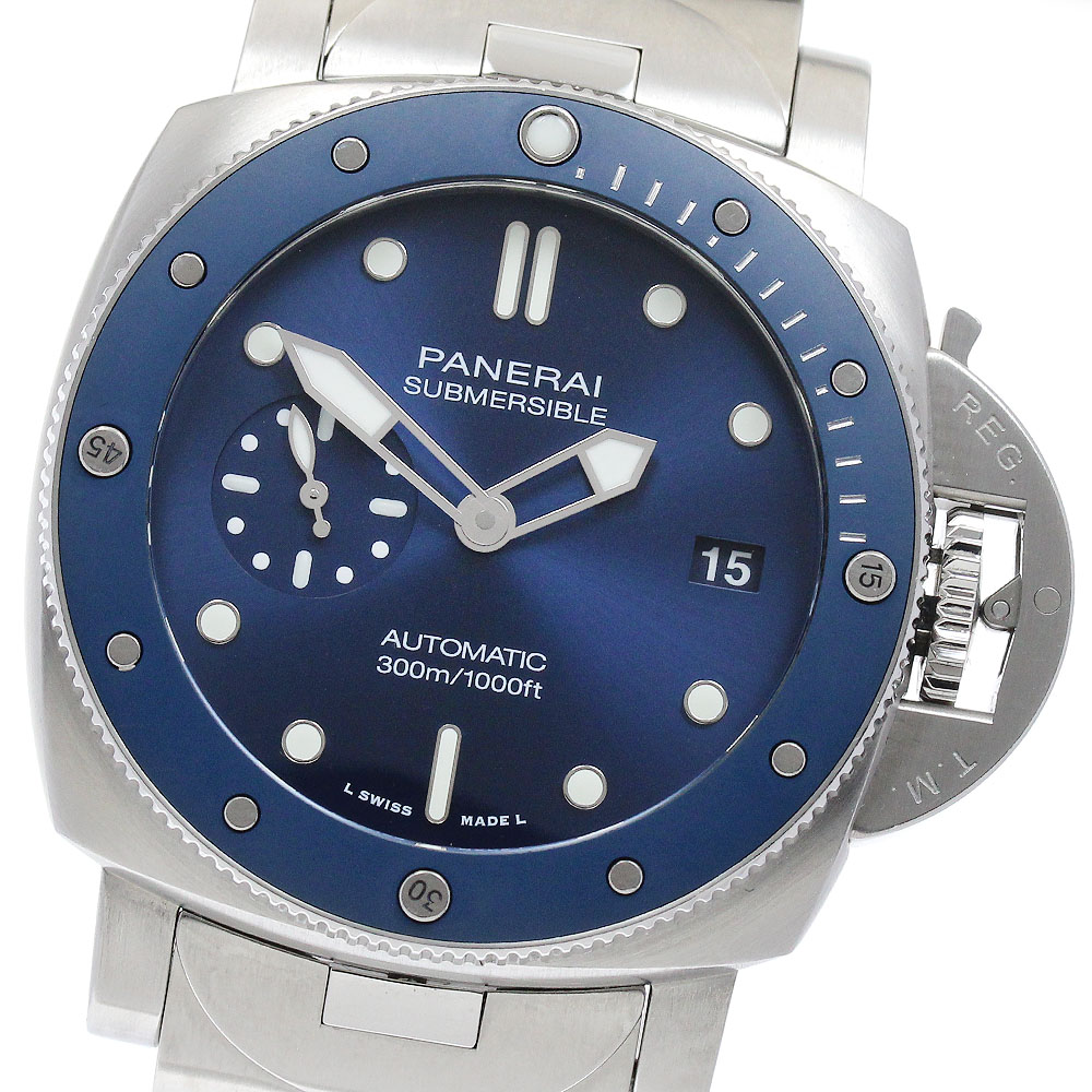 パネライ PANERAI PAM01068 サブマーシブル ブルー ノッテ デイト スモールセコンド 自動巻き メンズ 良品 箱・保証書付き_880820【中古】