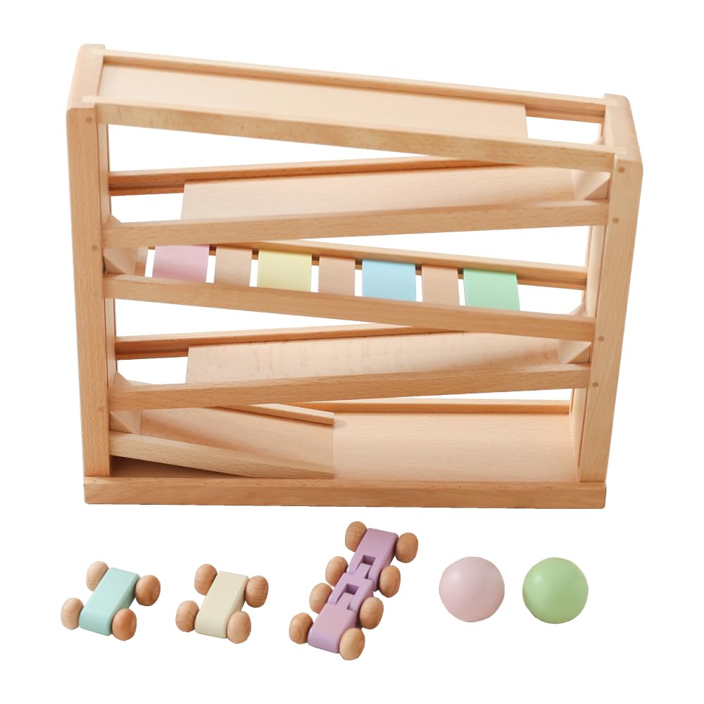 木製おもちゃのだいわ 吊橋ミニコースター（パステルカラー） スロープトイ 木のおもちゃ 男の子 女の子 動くおもちゃ 車 走る車 コースター 木製 木製おもちゃ ギフト用 プレゼント用 クリスマス 誕