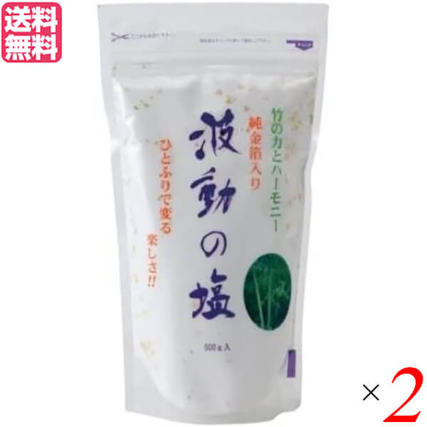 塩 天日塩 天然塩 波動の塩 450g 2袋セット 純金箔入り