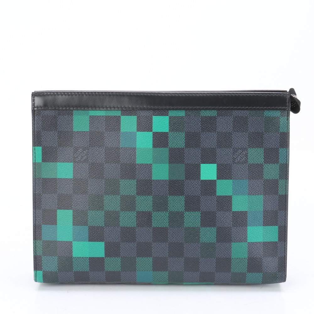 極美品 ダミエ グラフィット ポシェット ヴォワヤージュ MM ピクセル N60176 レザー×コーティングキャンバス セカンドバッグ クラッチ ポーチ 通勤 ビジネス メンズ ESE BI6-2 中