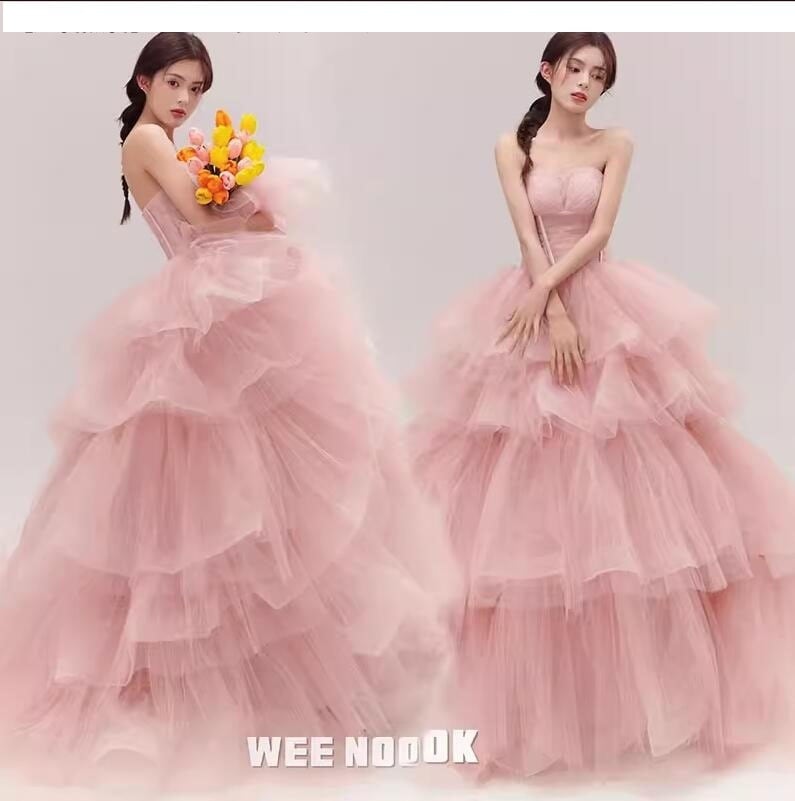 レディースファッション ウエディングドレス 多重チュール ウエディングドレス スレンダーライン 花嫁