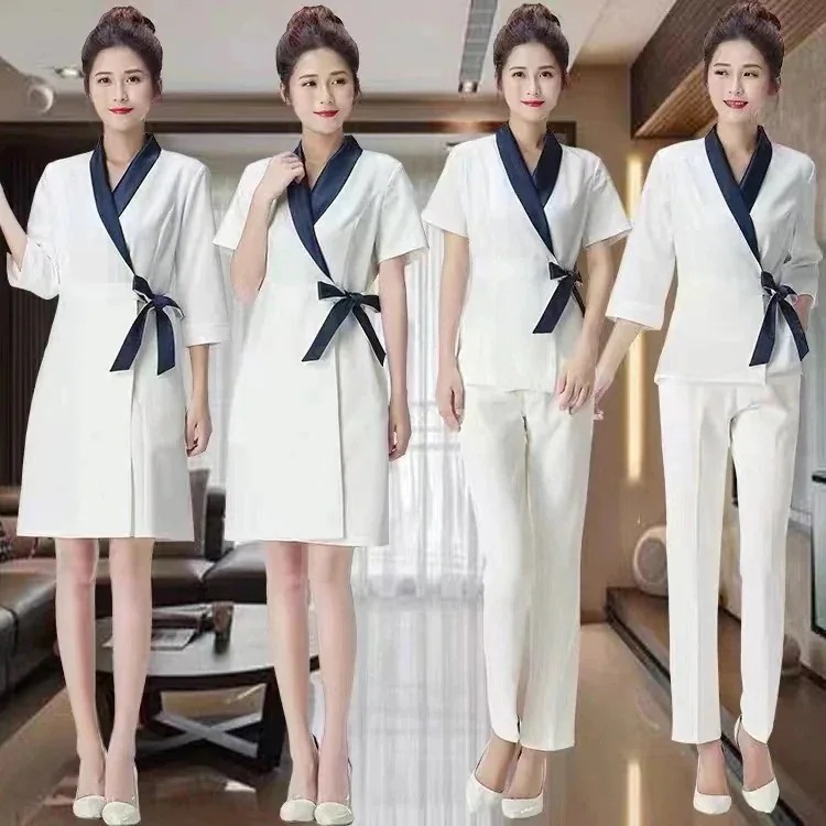 2025作ユニフォームエステサロン通勤レディース女性制服おしゃれ半袖七分袖ジャケット上下セットセットアップ容室制服エステ制服18w