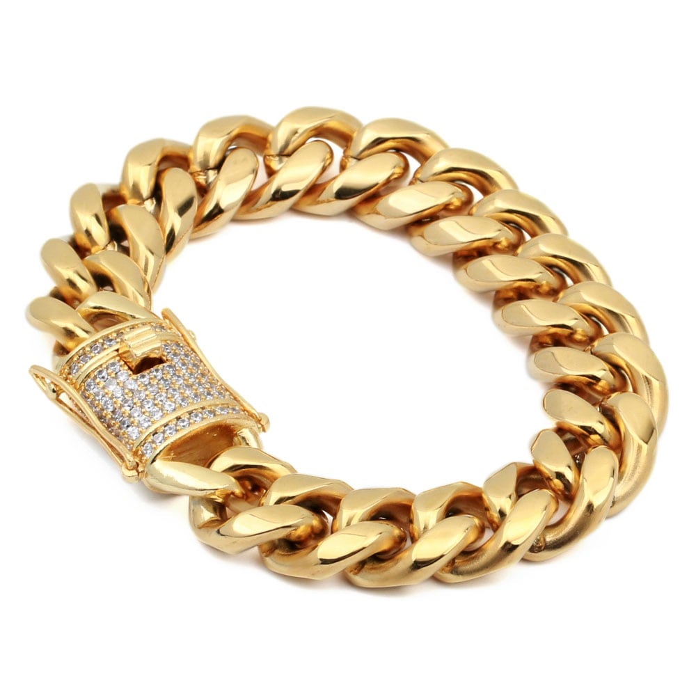 ステンレス18K喜平ブレスレット16mm [b146-g-16mm]