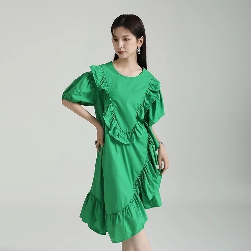 【J.Fashion】 フリル 夏 ロングワンピース ゆったり きやせ ロングワンピース レディース おしゃれ 上質 関連商品は店で購入可能 メガ割30%までに制限