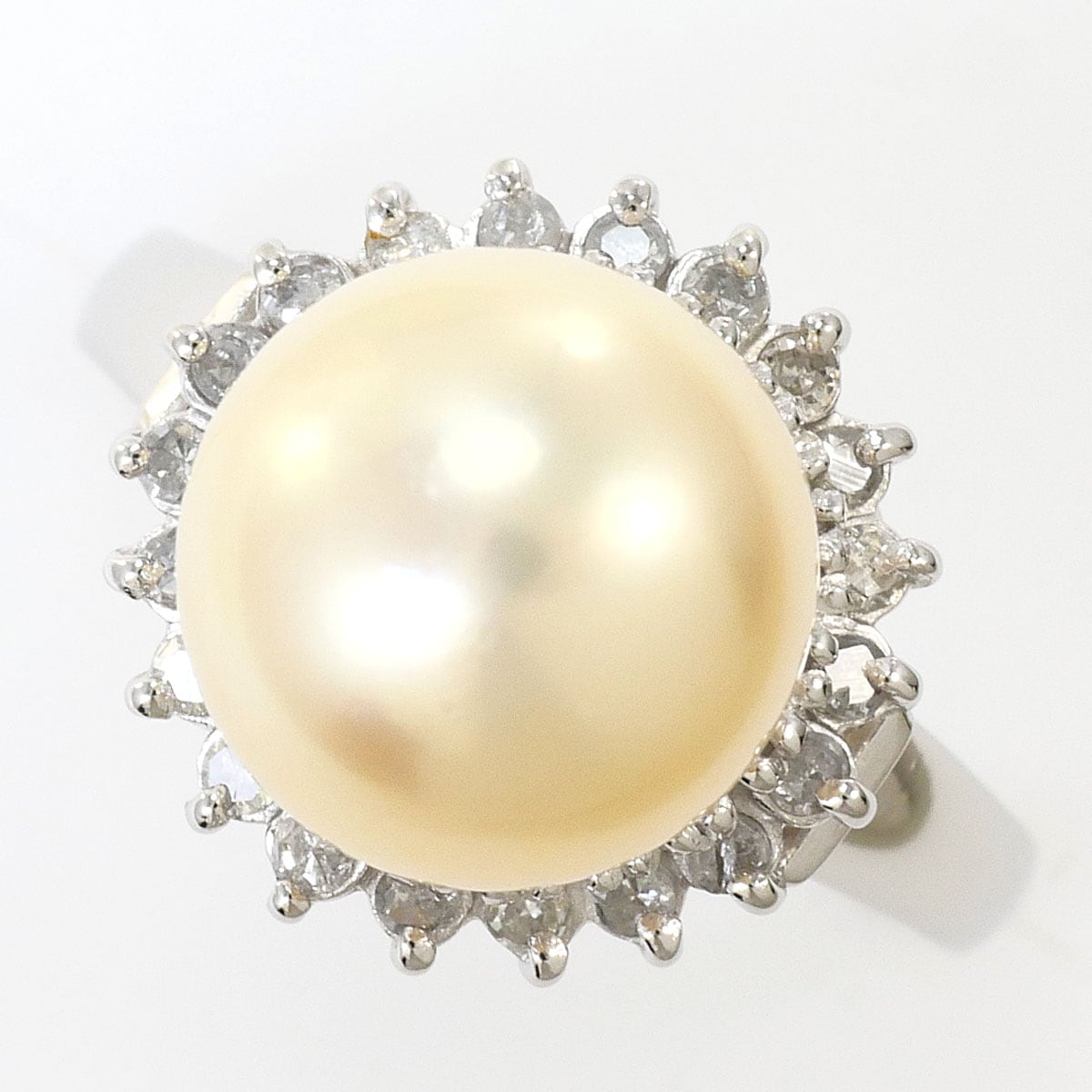 PT900 プラチナ リング・指輪 7号 パール（真珠） ダイヤモンド 0.17ct 総重量約4.7g ジュエリー 中古