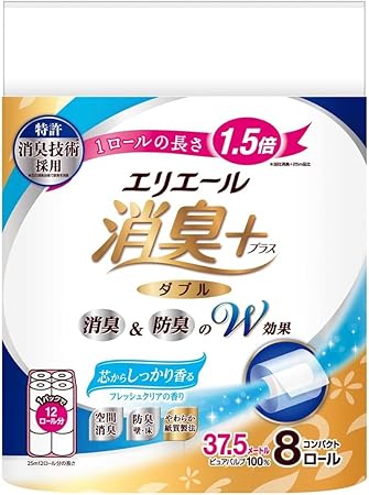 大王製紙 エリエールコンパクト 消臭+W37.5m 8個×8 5,698円