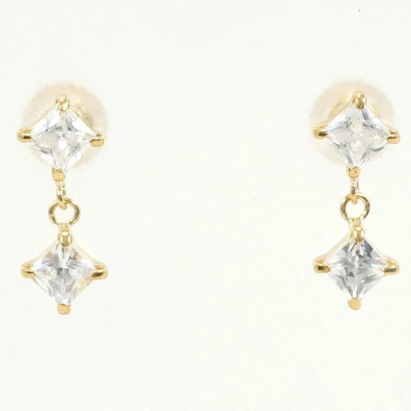 K18 18金 YG イエローゴールド ピアス ジルコニア 総重量約0.7g ジュエリー 中古