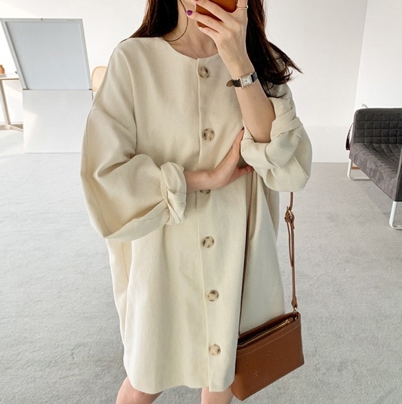 アウター コート ミディアム丈 ノーカラー デザイン オーバーサイズ ビッグシルエット 美ライン ニュアンス リラックス ナチュラル かわいい 大人可愛い きれいめ シンプル カジュアル 大人 上品