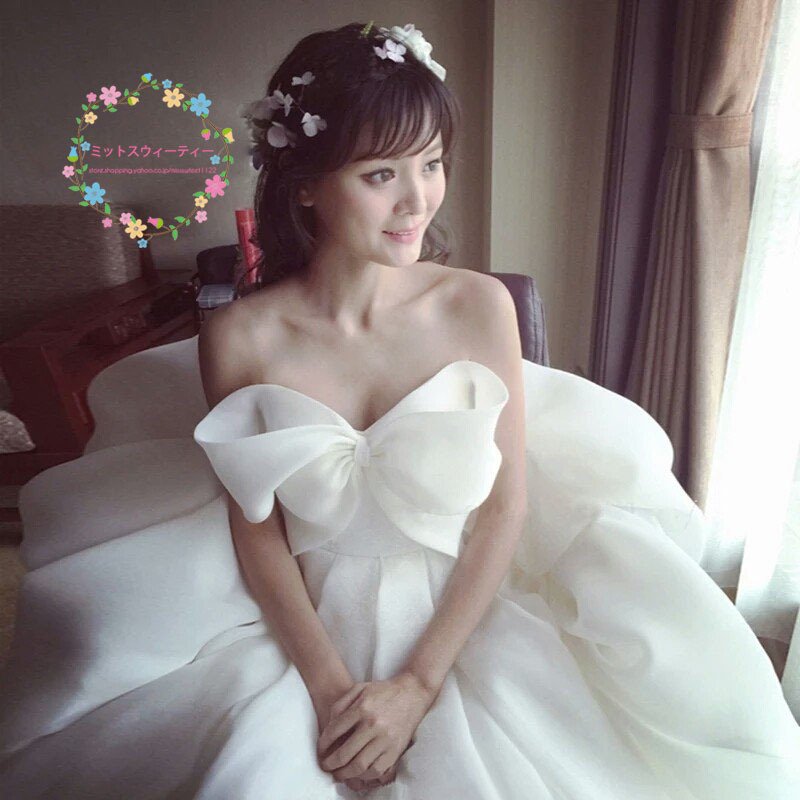 ウェディングドレス 安い 結婚式 ブライダル ドレス 花嫁 二次会 プリンセスラインドレス ロング 白 ウエディングドレス 披露宴 パーティードレス リボン