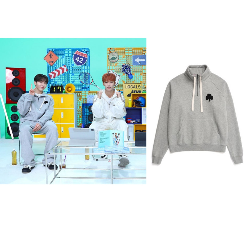 【SEVENTEEN スングァン着用】ジップアップスウェット クロバーハーフジップアップクルーネックスウェット