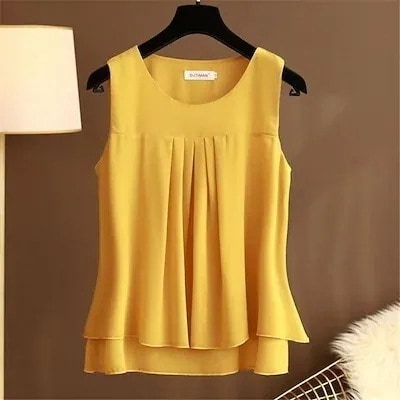 25の新モデルの袖なしベストシフォンの上着