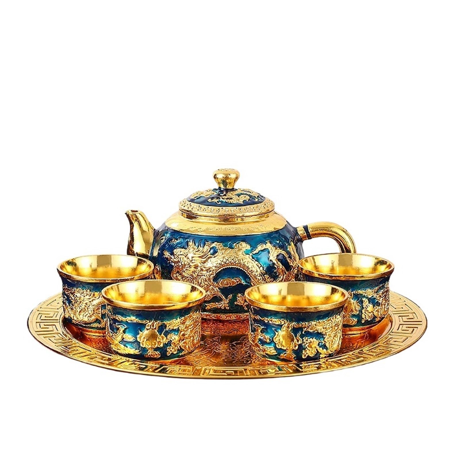 ホームティーセットレトロクリエイティブ軽量高級ティーポットカップとトレイリビングルームオフィスギフト装飾(B)