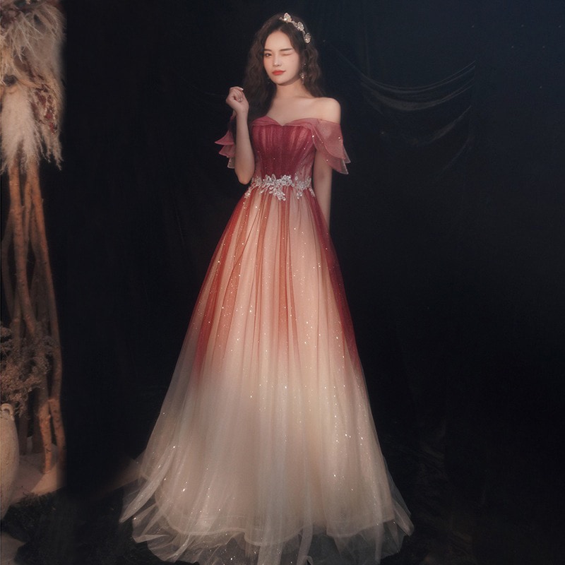 結婚式 パーティードレス 発表会ドレス ワンショルダーのイブニングドレス女性用新作結婚式や披露宴に最適上品でスリムに見えるチューブトップドレス新婦の乾杯用ドレス