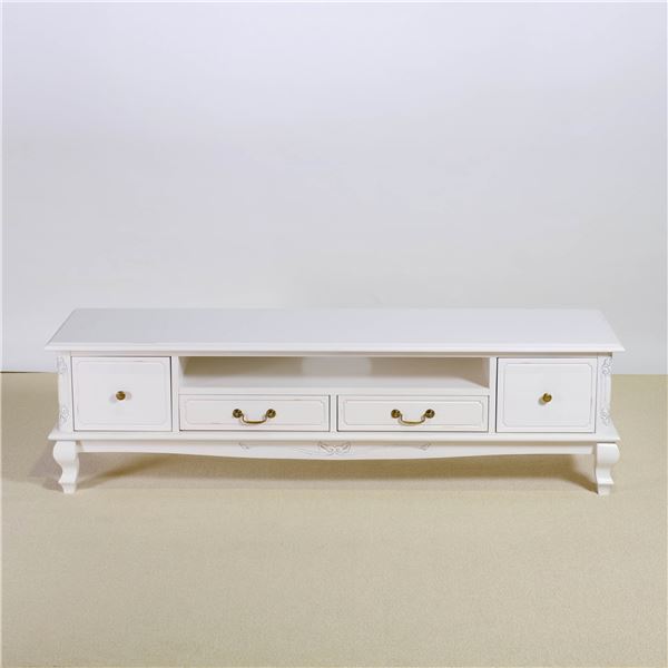 木製 ローボード/テレビ台 Lサイズ 約幅150x奥行40x高さ42cm ホワイト 完成品