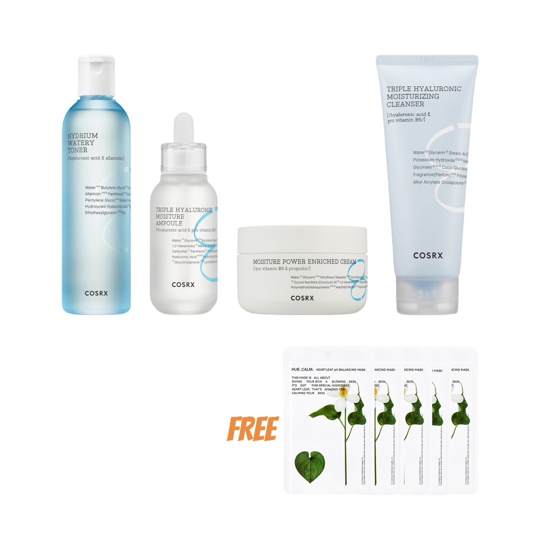 4点セット ハイドリウム ウォータリートナー 280ml＋トリプルヒアルロニック モイスチャーアンプル 40ml＋モイスチャーパワー インリッチドクリーム＋モイスチャークレンザ 8,512円