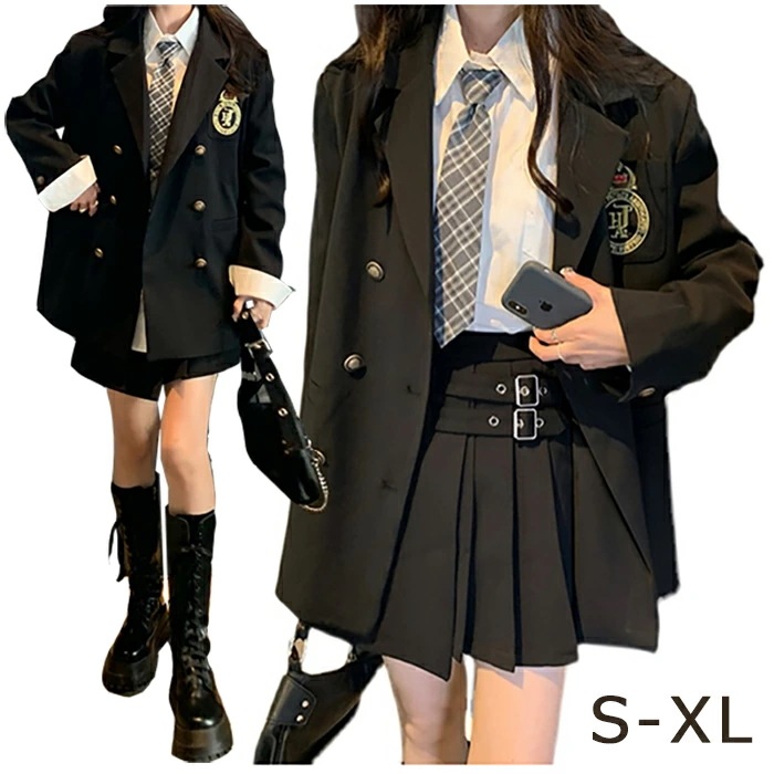 プロモーション最終日 入学式 卒業式 スーツ 女の子 4点セット 大きいサイズ 韓国 制服 ブレザー 高校生 中学生 小学生 フォーマルスーツ プレザー 子供スーツ ジュニアスーツ ネクタイ ジャケッ