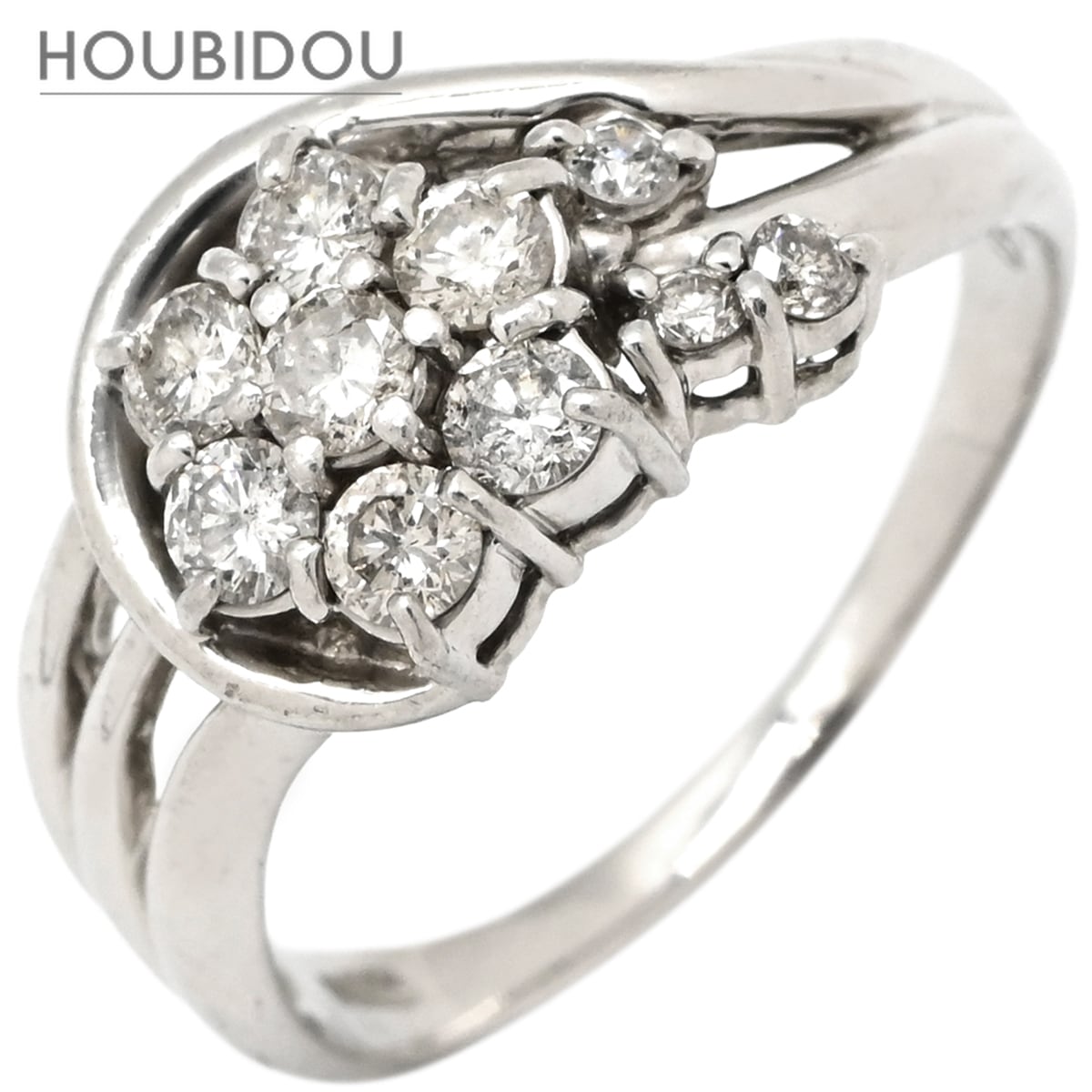 リング 指輪 ダイヤモンド 0.50ct プラチナシルバー フラワーモチーフ プラチナ900 13号【中古】