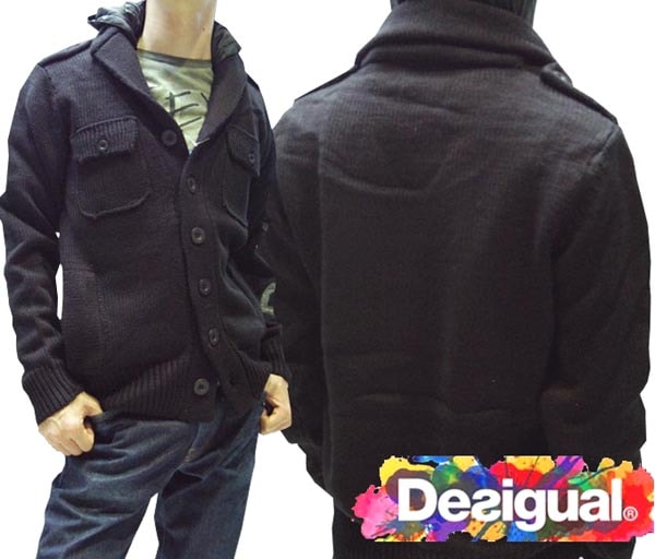 デシグアル Desigual メンズ ジャケット ブラック 38J1135 アウター ニット スペイン セレカジ ヨーロピアン ファッション インポート ブランド アメカジ セレブ カジュアル スタイ