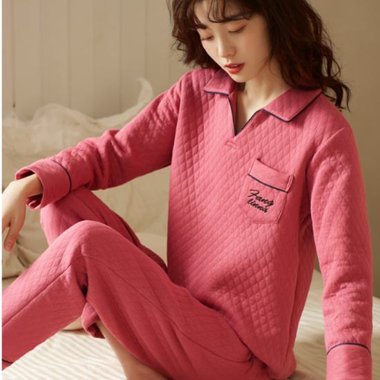 ルームウェア レディース 上下セット 2点セット セットアップ 長袖 長ズボン 大きいサイズ 可愛い パジャマ ナイトウェア 寝巻き 部屋着 おうち服 プルオーバー コットン シンプル 襟付き リラッ