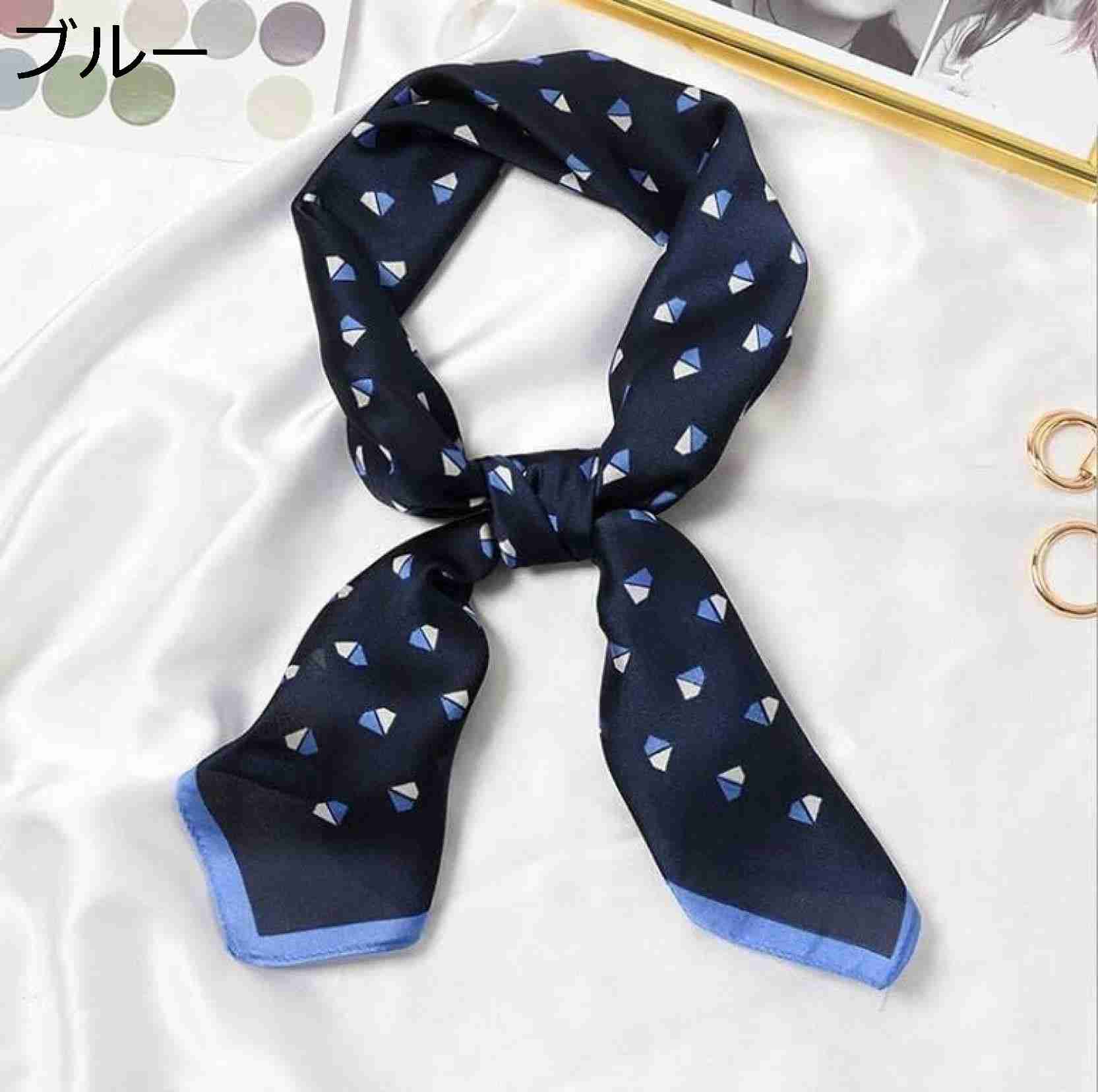 【20%OFFクーポン～】女性を包むスカーフリトルトライアングル印刷されたカジュアルサテンスモールスクエア多機能ポリエステルスカーフ スカーフ (Color : Blue Size : 70 x