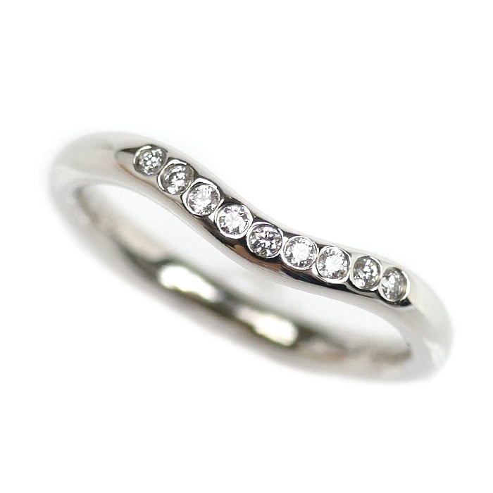 TIFFANY&Co. ティファニー Pt950プラチナ カーブドバンド リング・指輪 ダイヤモンド 7.5号 3.3g レディース 中古 美品