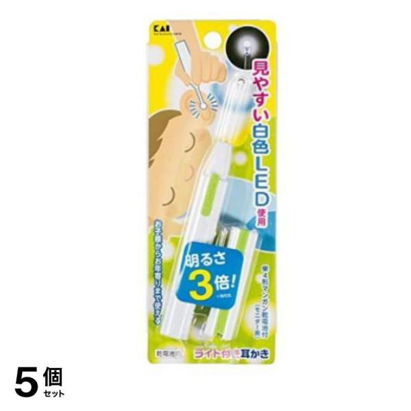 貝印 ライト付き耳かき KQ0291 白 1個入 5個セット